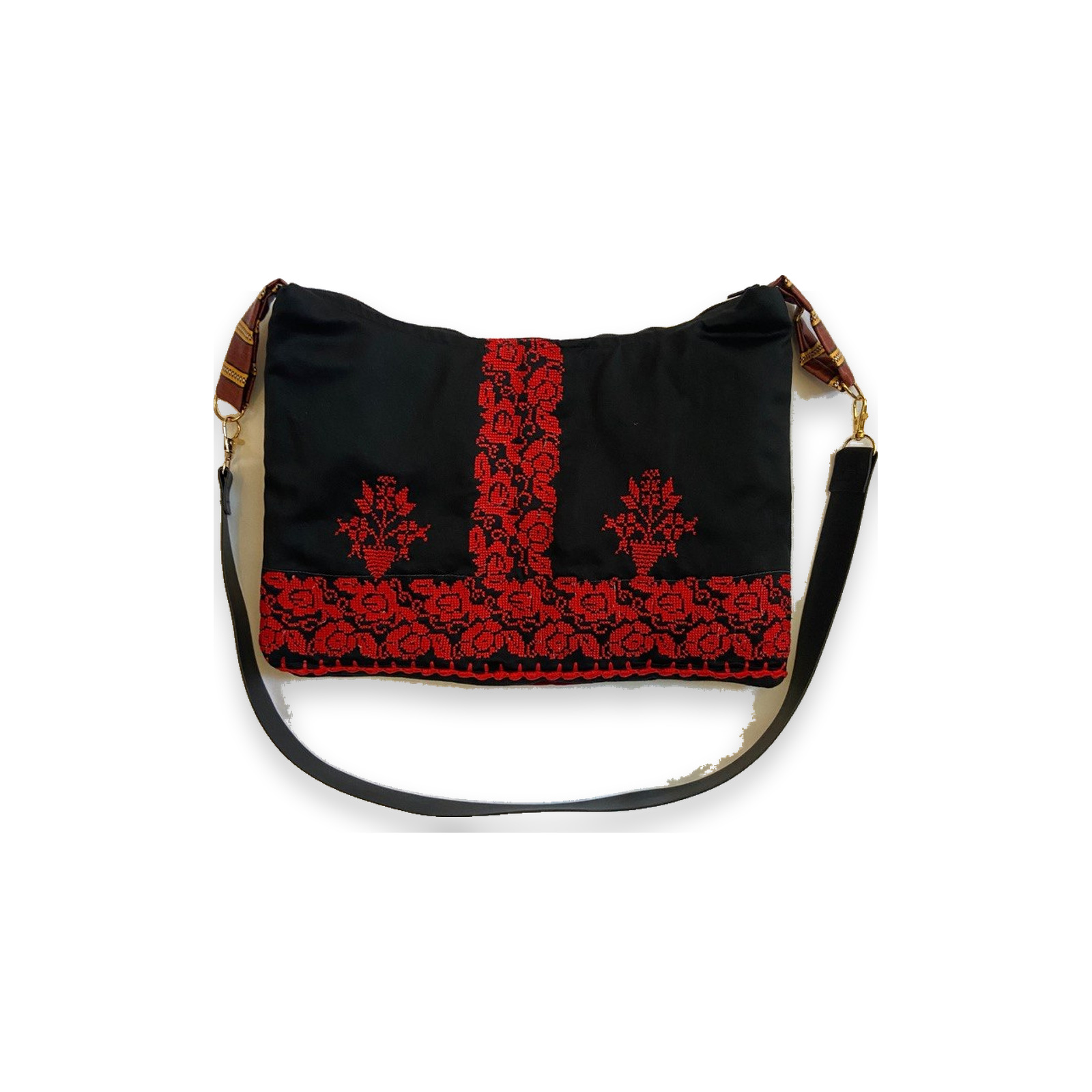 Palestinian Thobe Red Tatreez Zipper Crossbody Bag
